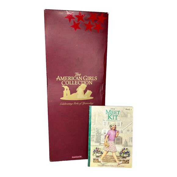 VTG American Girl 18" KIT DOLL + Meet Outfit Accessories Necklace Coin Hat Box - Picture 13 of 14